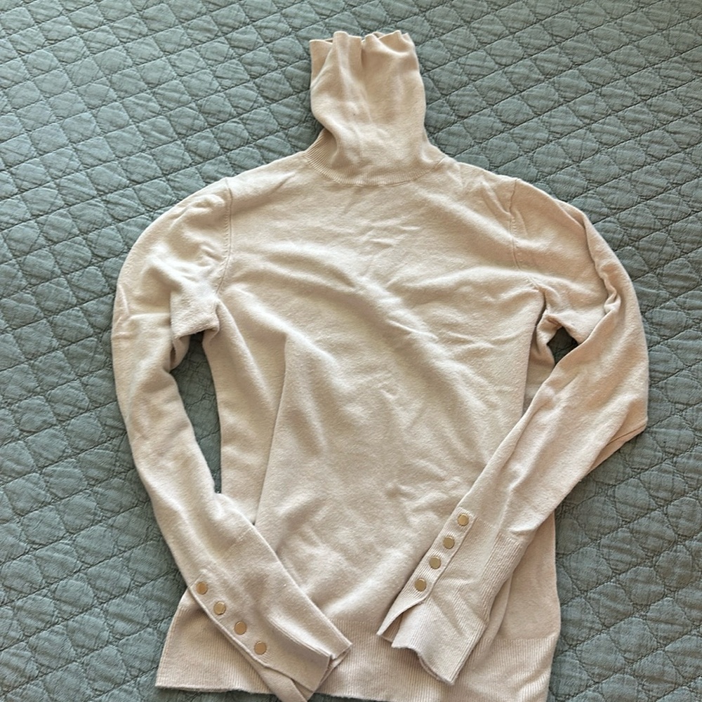 Zara BASIC TURTLENECK KNIT SWEATER BEIGE